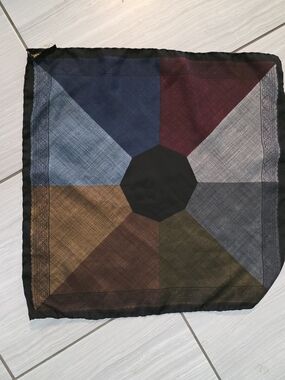 Men's Multicolor Geometric Pocket Square - Black Trim